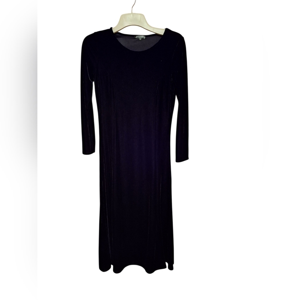 Urban Coco Black Velvet Long Sleeved Dress Ladies Medium Gothic Witchy HOCO MAXI